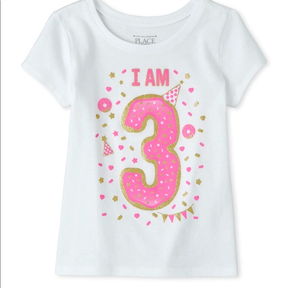 💕NEW💕 Birthday Glitter I Am 3 Graphic Tee - Picture 1 of 1